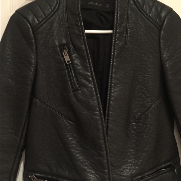 Zara faux leather black jacket - Picture 3 of 4